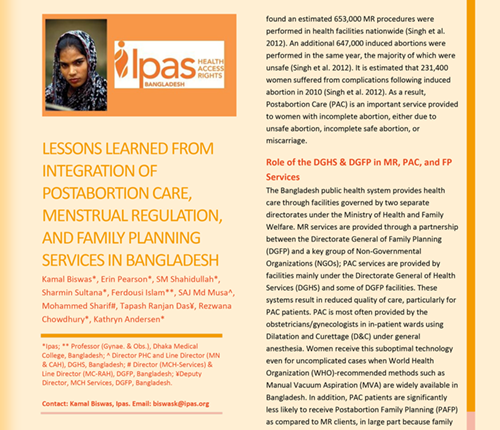 Ipas 2013 - Lessons Learned in Bangladesh