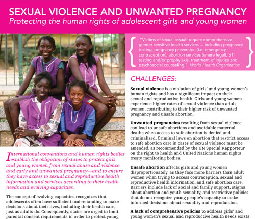 Sexual violence and unwanted pregnancy: Protecting the human rights of adolescent girls and young women