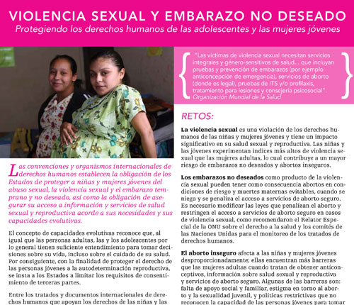 Violencia sexual y embarazo no deseado: Protegiendo los derechos humanos de  las adolescentes y las mujeres jóvenes - Ipas