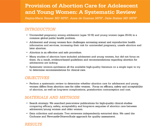 Provision of Abortion Care for Adolescent and Young Women: A Systematic Review Provision of Abortion Care for Adolescent and Young Women: A Systematic Review