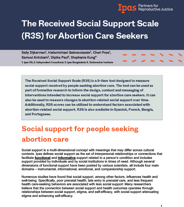The Received Social Support Scale (R3S) for Abortion Care Seekers