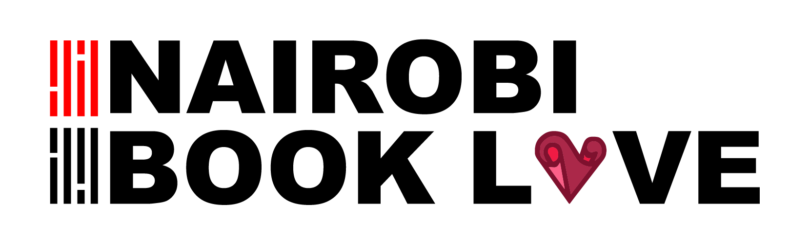 Text reading "NAIROBI BOOK LOVE" with "LOVE" represented by a red heart. Decorative lines flank the text. Text reading "NAIROBI BOOK LOVE" with "LOVE" represented by a red heart. Decorative lines flank the text.