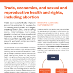 An informational graphic from Ipas discusses how gender-inclusive trade policies boost women’s economic outcomes, health, and rights. It features a flowchart connecting trade to women’s empowerment and improved sexual and reproductive health.