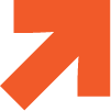 An orange arrow pointing diagonally upward and to the right on a white background.