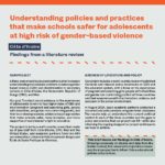 An informational report cover titled “Understanding policies and practices that make schools safer for adolescents at high risk of gender-based violence: Côte d’Ivoire Findings from a literature review,” by Ipas Partners for Reproductive Justice.