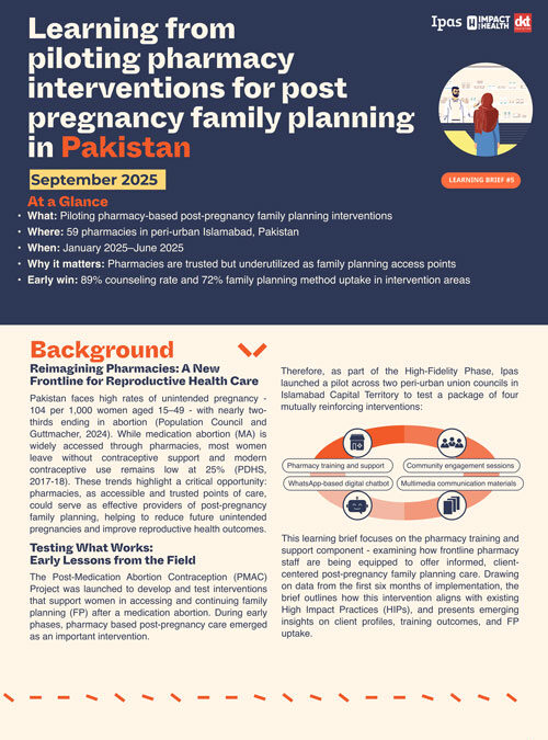 Learning from piloting pharmacy interventions for post pregnancy family planning in Pakistan