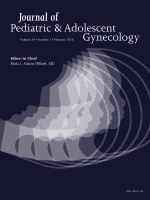 The cover of the Journal of Pediatric & Adolescent Gynecology features overlapping white silhouettes of a young female profile on a dark blue background, with journal title and editor’s name in white text. The cover of the Journal of Pediatric & Adolescent Gynecology features overlapping white silhouettes of a young female profile on a dark blue background, with journal title and editor's name in white text.