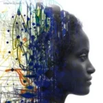 Profile of a woman in grayscale, overlaid with colorful abstract lines and splashes; text above reads "SRHM Sexual and Reproductive Health Matters: Knowledge to Action.